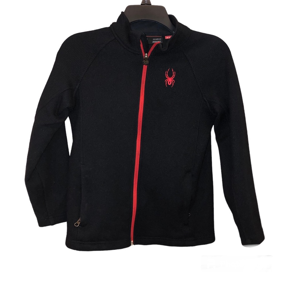 Spyder Central Full Zip Fleece Lined‎ Jacket Black Red Boy’s Medium